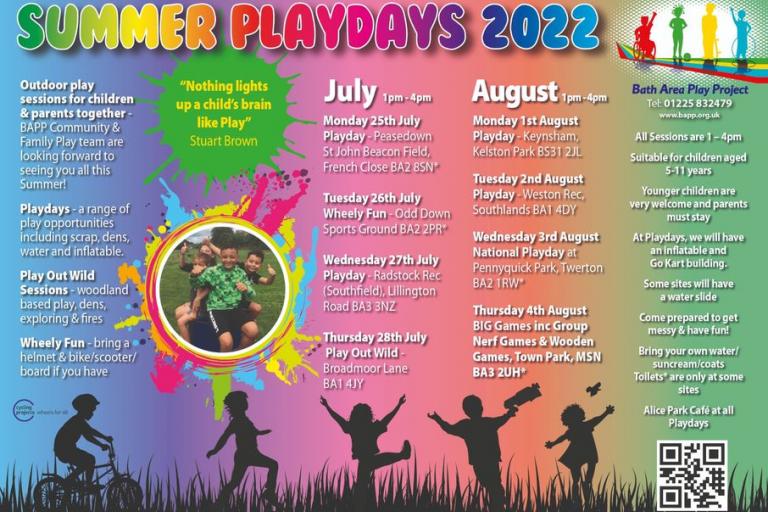 Image shows dates of BAPP's Summer Play Days 2022